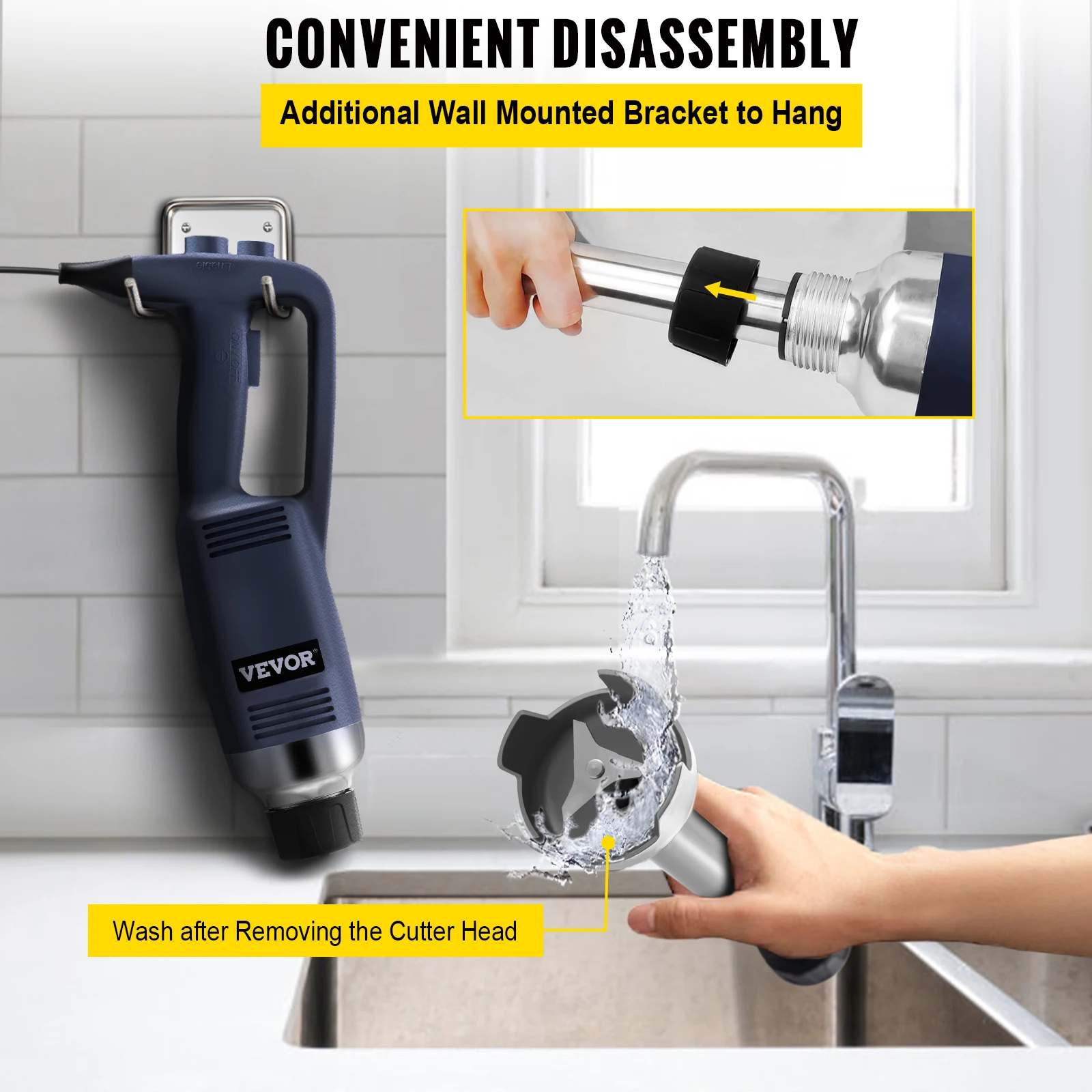 Vevor 750w misturador de mão de aço inoxidável resistente da velocidade variável do misturador da imersão 304 com/19.7 Polegada uso comercial removível do eixo