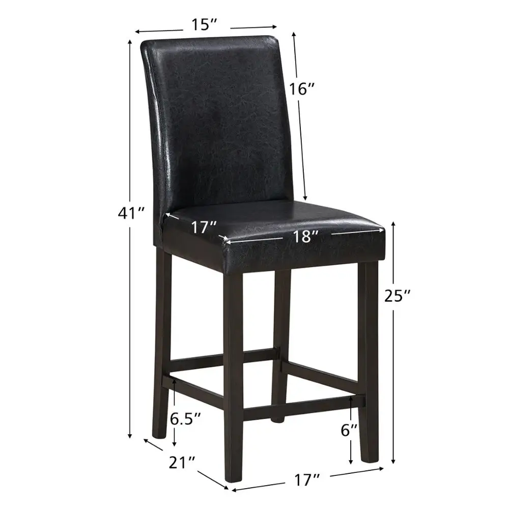 Set of 4 Bar Stools 25inch Counter Height Barstool Pub Chair w/Rubber Wood Legs