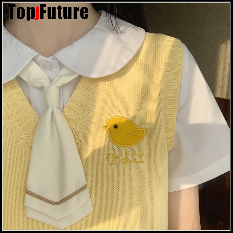 LITTLE YELLOW CHIK Japanese girl's Knitted Vest cute versatile sweater school Uniform Cardigans JK UNIFORM  embroidery sweater