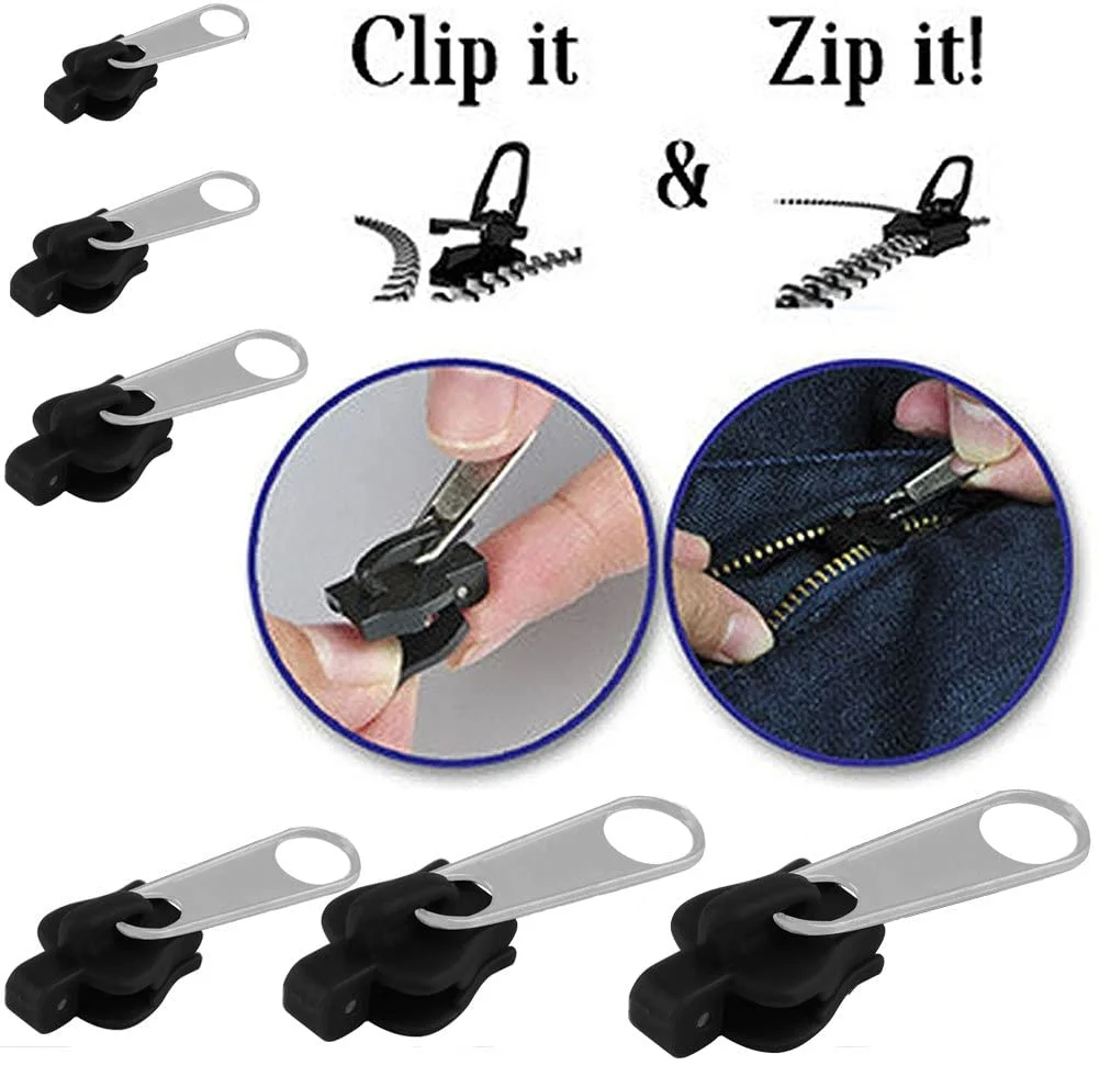 6/12pcs Instant Zipper Universal Instant Fix Zipper Repair Kit Replacement Zip Slider Teeth Rescue Design Zippers Sewing Clothe