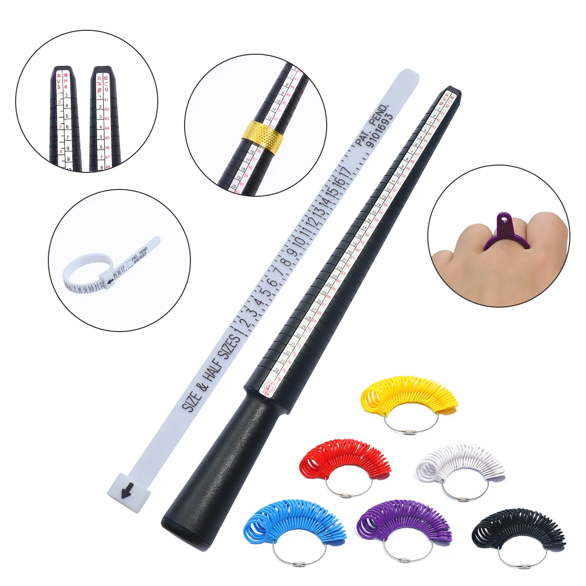 Mix Style Professional Jewelry Tools Ring Mandrel Stick Finger Gauge Ring Sizer Measuring UK/US Size For DIY Jewelry Size Sets