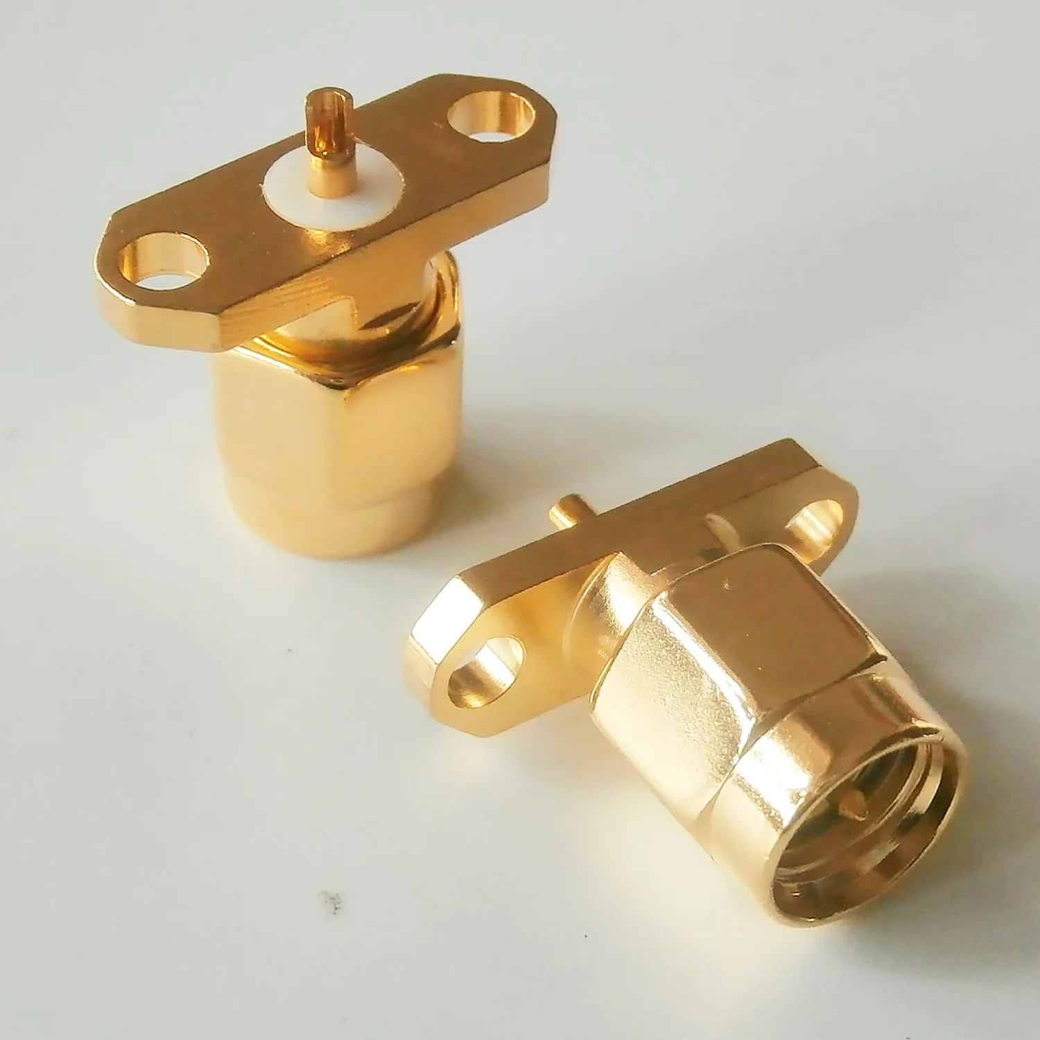 1 Pcs Connector SMA Male Rhombic With 2 Hole Flange Panel Chassis Mount deck Solder PTFE copper RF Coax Adapters