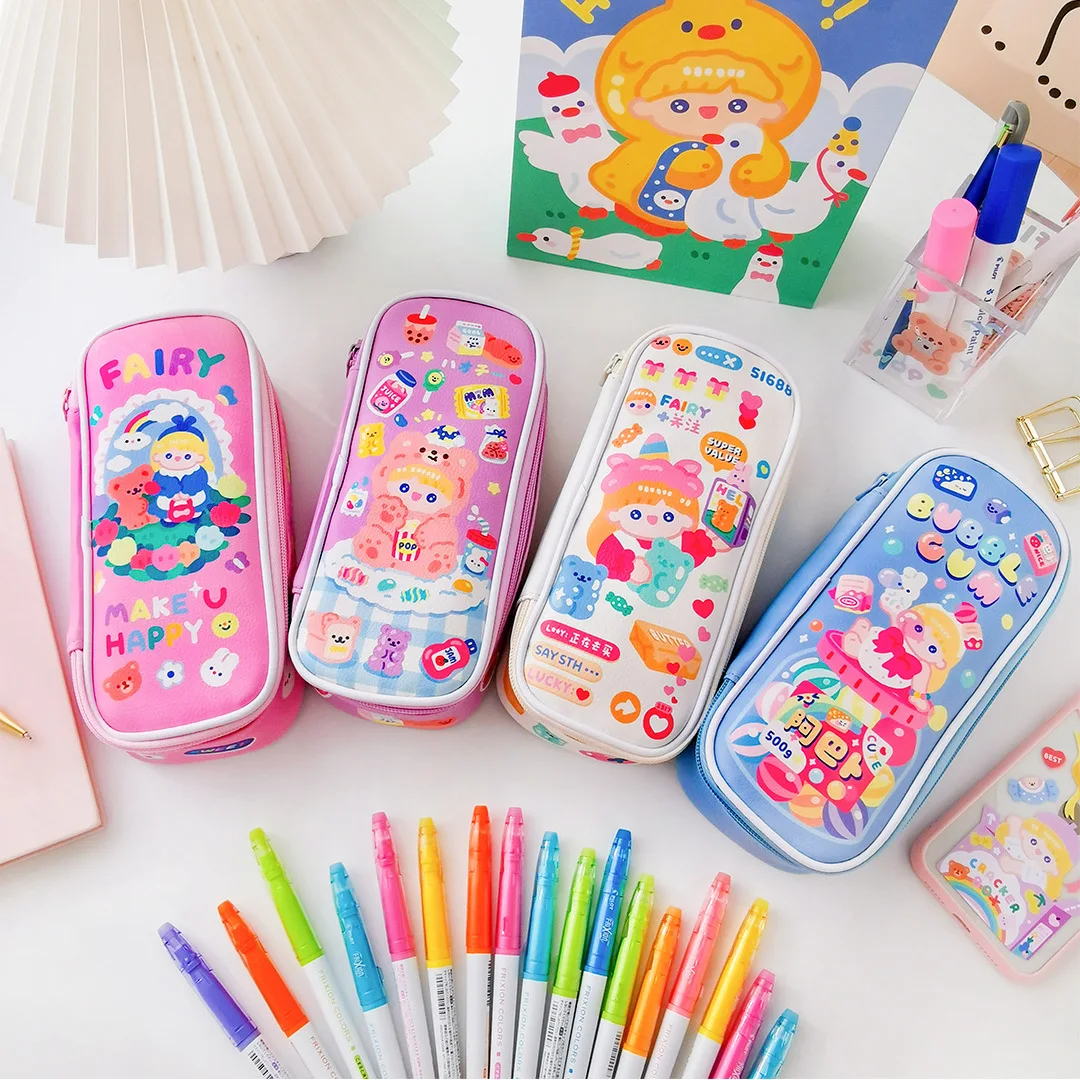 Kawaii Pencil Case School Pencilcase for Girl Penal Office Stationery Organizer Pen Box Cute Korean Pouch Large Bag Supplies Kit