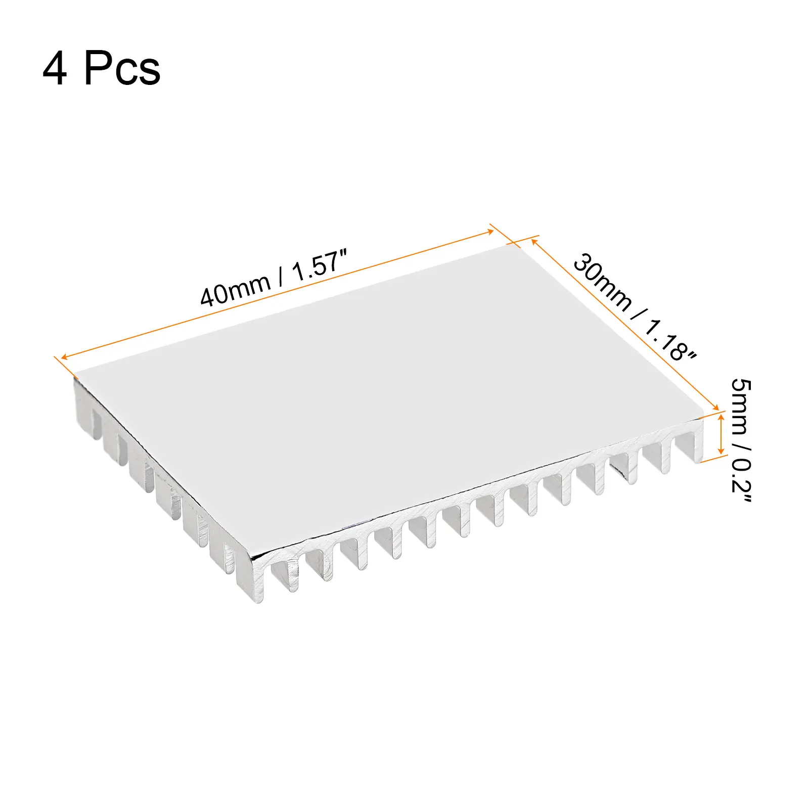 Uxcell 4pcs Electronic Radiator Module Cooler Aluminium Heatsink 30x40x5mm for CPU with Self Adhesive Pad Silver Tone