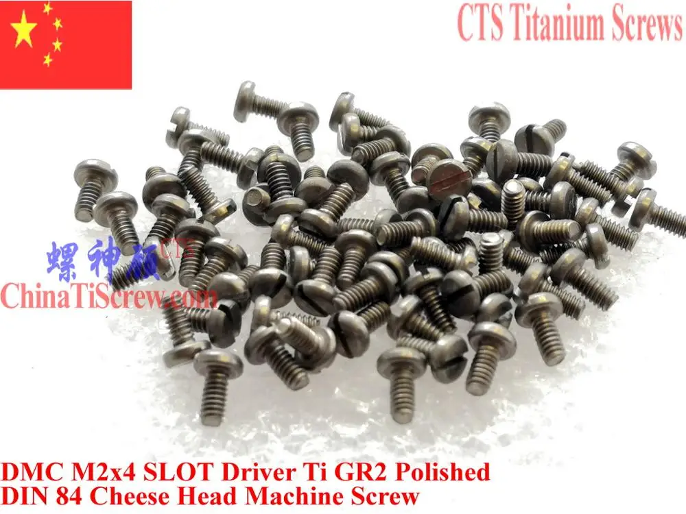 DIN 84 M2 Titanium screw M2x3 M2x4 M2X5 M2x6 M2x7 M2x8 M2x10 M2x12 M2x14 M2x16 M2x18 M2x20 Cheese Head Slot Driver Ti GR2 QCTI