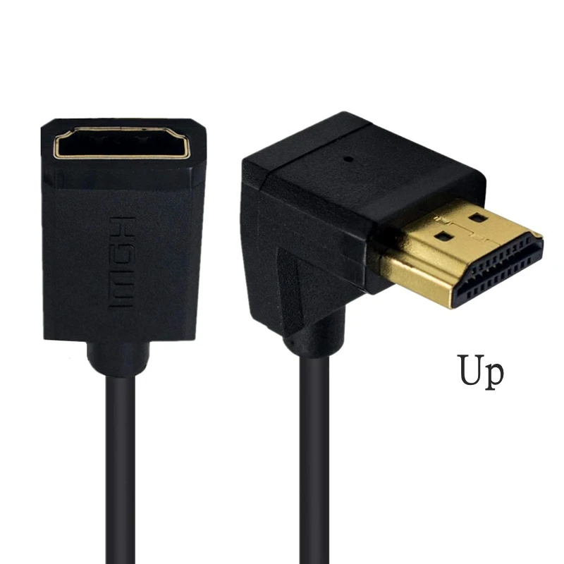 OD3.2 Super Soft Up Down Angled HDMI-Compatible Male To Female HDTV 2.0V 4k Hd Light-weight Portable SLR Camera Short Thin Cable