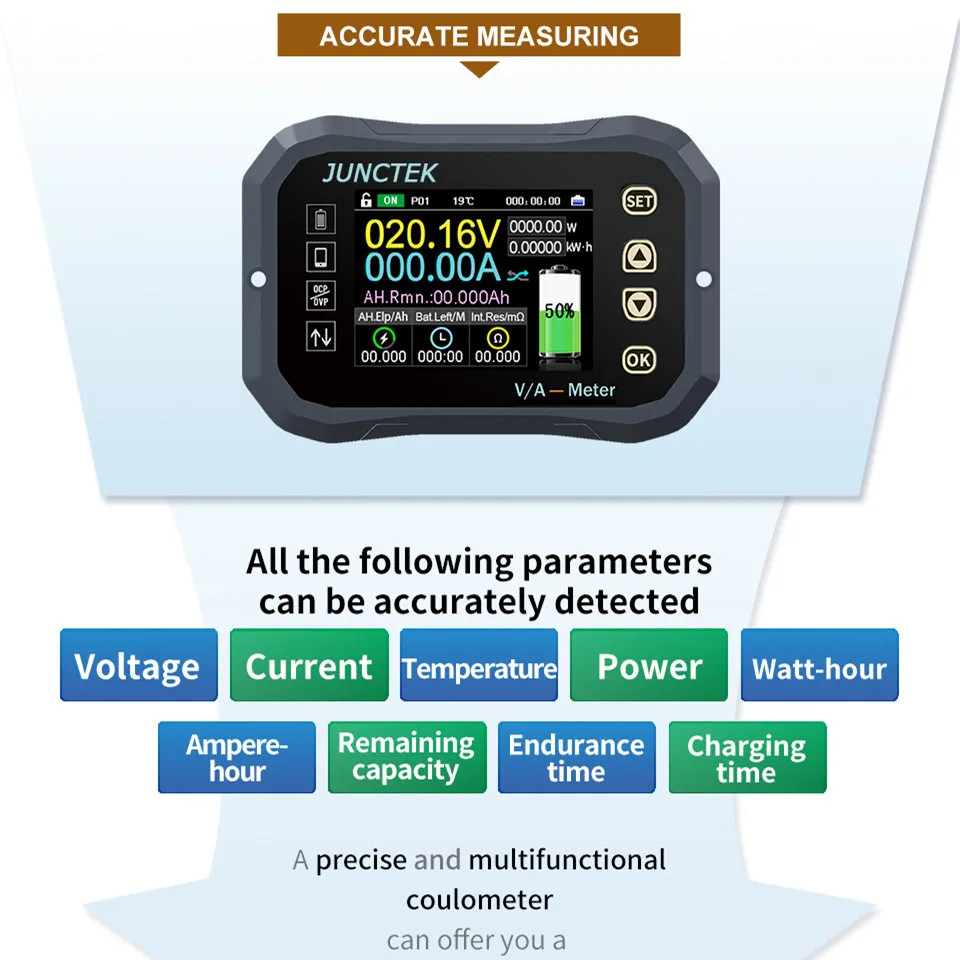 Battery Monitor Bluetooth KG140F DC 0-120V 100A 400A  Battery Tester Voltage Current VA Battery Coulomb Meter Capacity Indicator