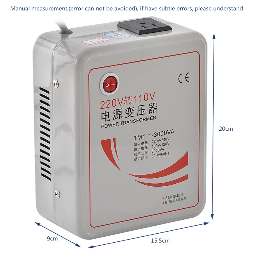 1 PC 3000w 3KVA Step Down Voltage Converter Transformer 220v-240V to 110v-120V