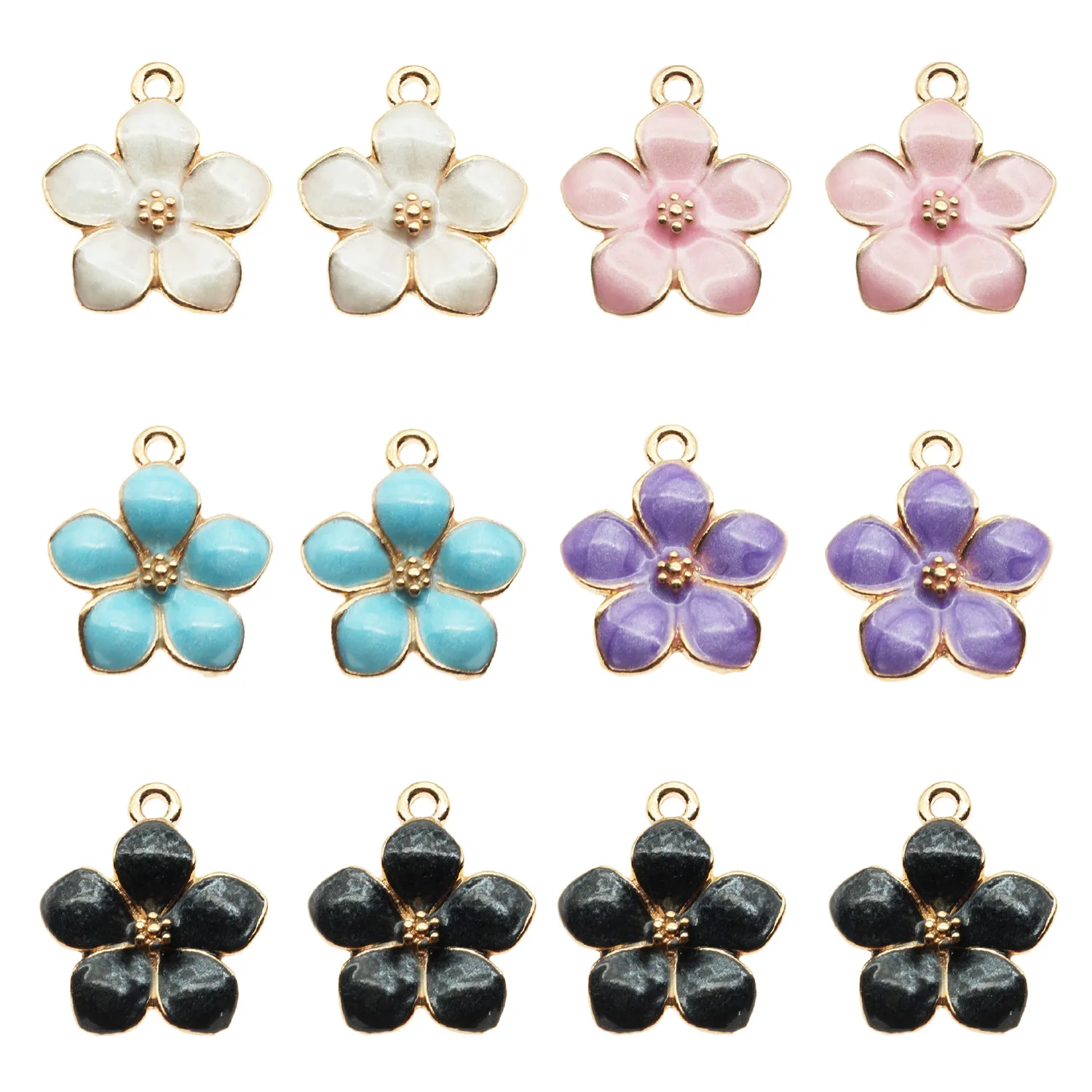 20pcs classic Cute Enamel Flower Charms Pendant Necklace Bracelet DIY Unique Women Jewelry Accessory