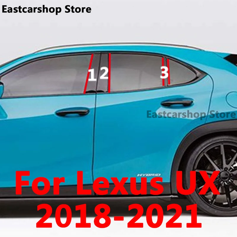 For Lexus UX UX200 UX250H ZA10 Car Window B C Center Pillar Sticker PC Decorative Central Frame Cover Strip 2018 2019 2020 2021