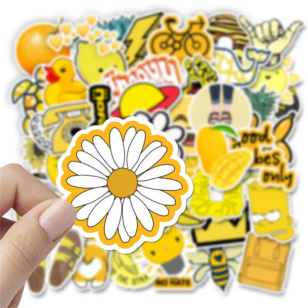 10/30/50PCS Small Fresh Yellow Cute Cartoon Graffiti Waterproof Sticker Suitcase Notebook Skateboard RefrigeratorHelmetWholesale