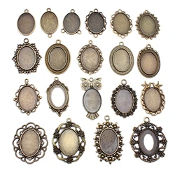 10pcs 18x25mm Inner Size Vintage Antique Bronze Color Cameo Cabochon Base Setting Charms Pendant Necklace Findings