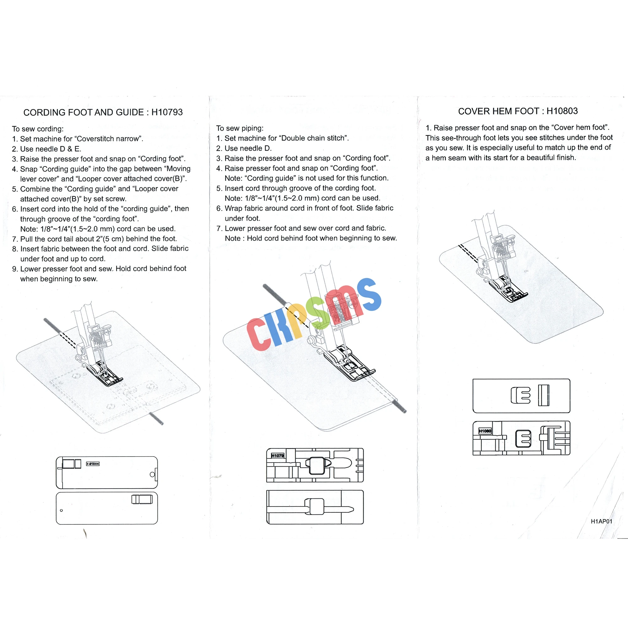 # KP-19117 piedi Serger chiari Husqvarna Viking Serger overlock Huskylock 910, 905