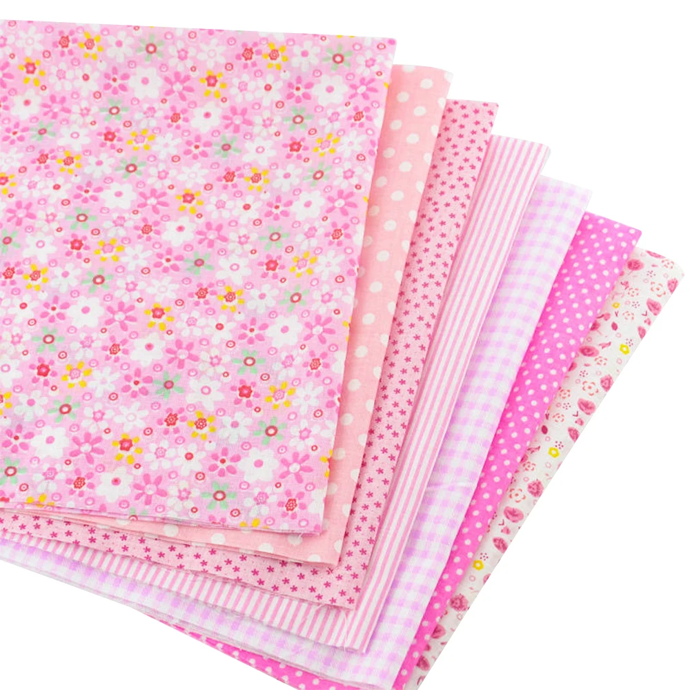 Booksew nuovo rosa abbastanza chiaro colore rosa imposta 7 pz/lotto tessuto di cotone per arti del mestiere di cucito tessili per la casa tenda