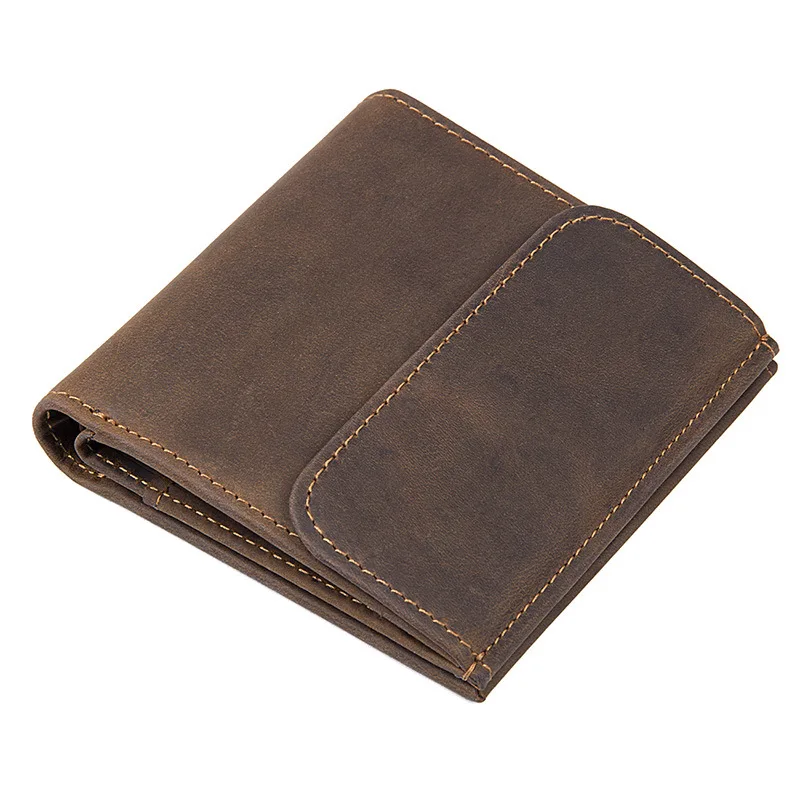 Cow Leather Men Wallets with Coin Pocket Vintage Women Purse Function Brown Genuine Leather Men Wallet with Card Holders