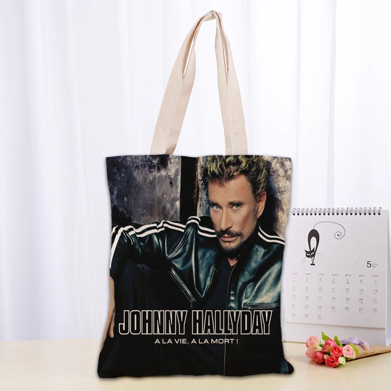 Johnny Hallyday Tote Bag Foldable Shopping Bag Reusable Eco Large Unisex Canvas Fabric Shoulder Bags Tote Grocery Cloth Pouch