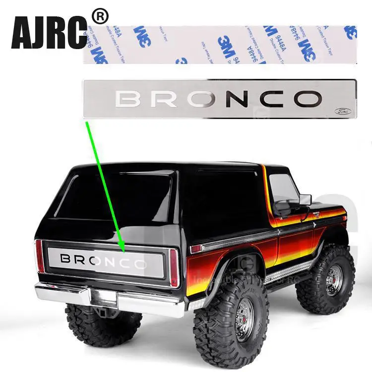 

Djrc Rear Stainless Steel Logo Decoration For 1/10 Rc Crawler Car Trax Bronco Ranger Xlt Rtr #82046-4