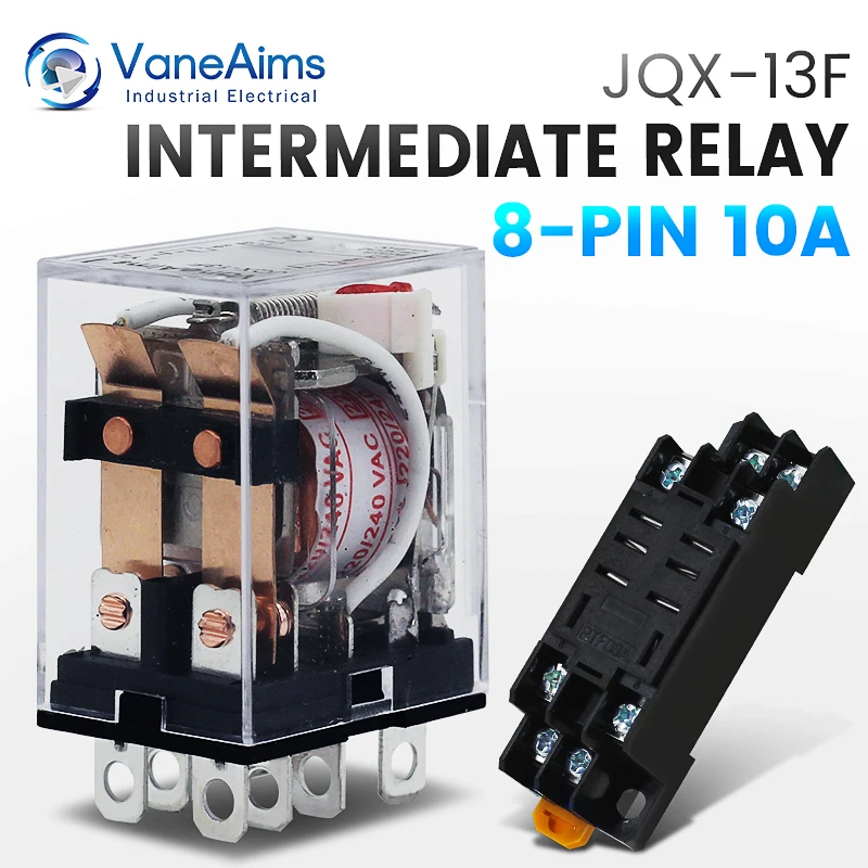 JQX-13F HH62P cewka przekaźnika dużej mocy ogólny DPDT Micro Mini elektromagnetyczny przełącznik przekaźnika z podstawą gniazda AC110V220V DC12V24V10A