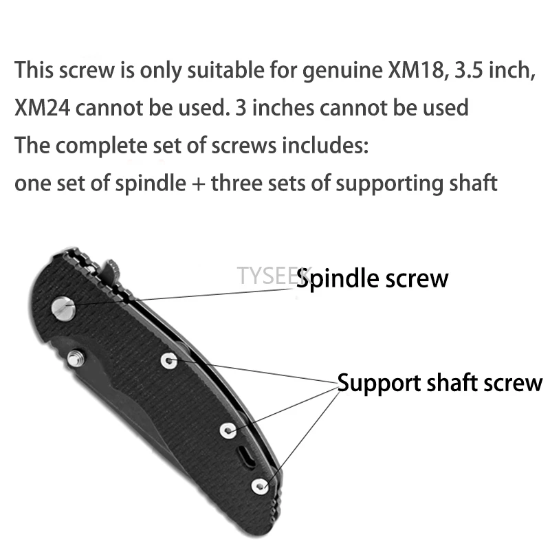 Full Sets XM-18,3.5'' Knife Handle Screws Spindle Screw XM18,3.5'' Titanium Alloy Support Shaft Fixing Screw