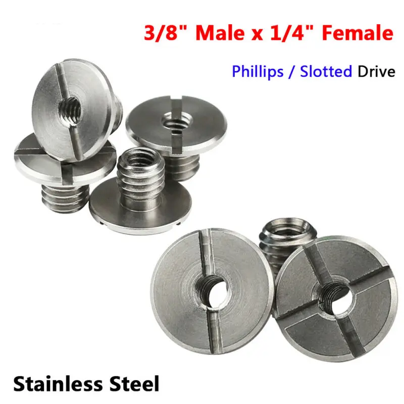 

1Pcs 3/8" Male to 1/4" Female Thread Adapter Nuts 304 Stainless Steel Screw For Camera Stand Tripod