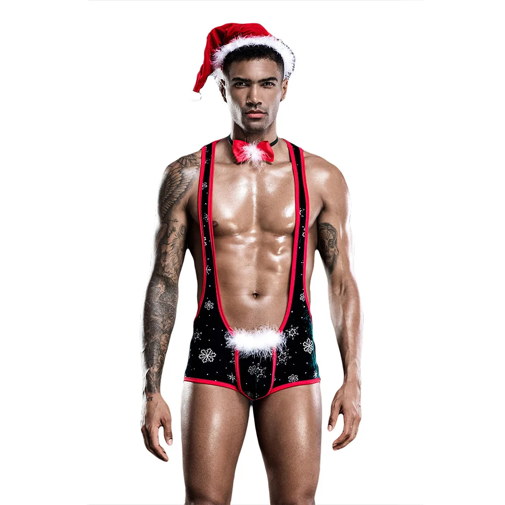 

Mens Role Play Sexy Santa Claus Uniform Set Cosplay Gay Bar Dance Costume Outfit