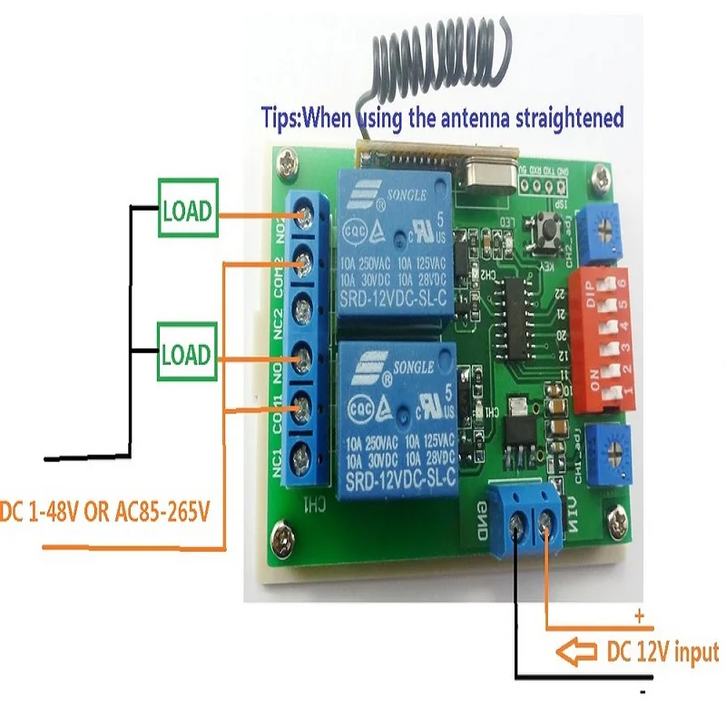 1TX+4RX DC 12V 433Hz RF Adjustable Delay timer Wireless Remote Control Relay Switch diy