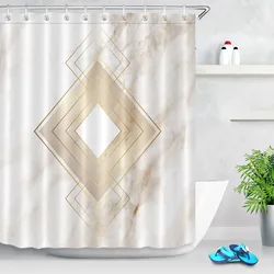 Golden Geometry Rhombus Nordic Marble Texture Shower Curtains Bathroom Curtain Waterproof Polyester Fabric for Bathtub Decor