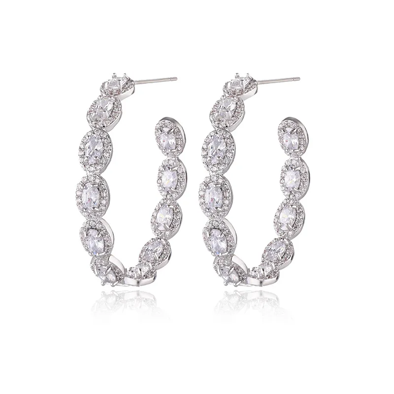 

Eyer Luxury Promotion Dating Cubic Zircon Big Hoop Earrings For Women Wedding DUBAI Bridal Square Circle Hoop Earrings 2020