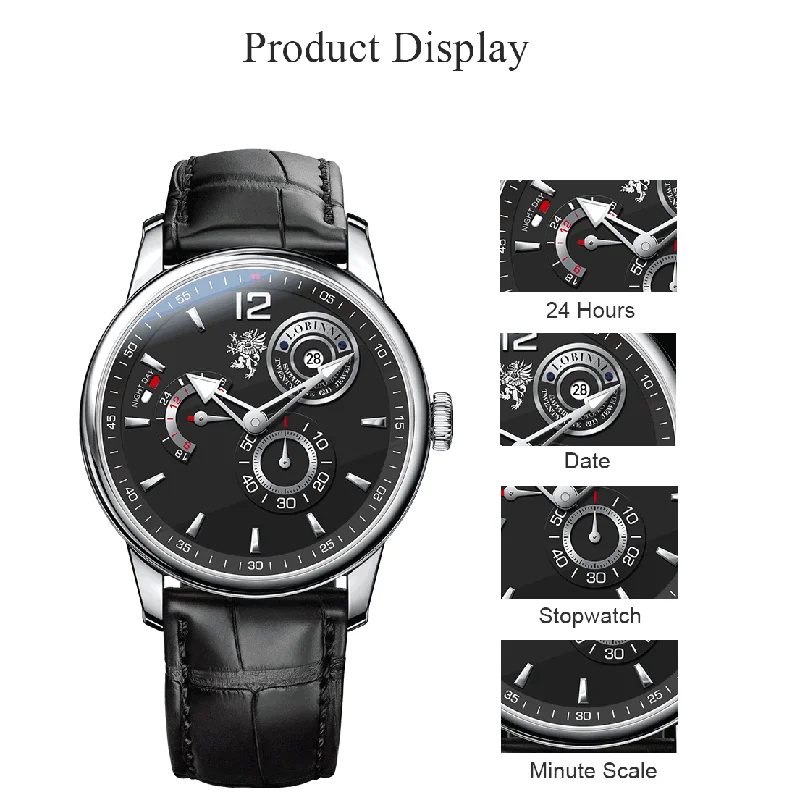 LOBINNI stal nierdzewna 316L męski zegarek mechaniczny mewa ruch automatyczne męskie zegarki szafirowe szkło zegarki wodoodporne