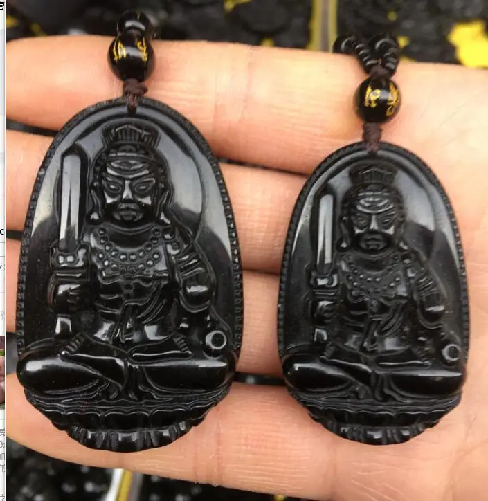 

Chinese Obsidian Acala Acalanatha Achala Bodhisattva Buddha Amulet Pendant