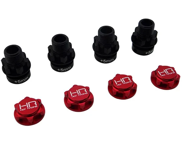 HR 17mm Hex Wheel Adapter Set with +5mm Hub Extensions and Serrated Captured Wheel Nuts for 1/8 Scale Arrma Nero Vehicles