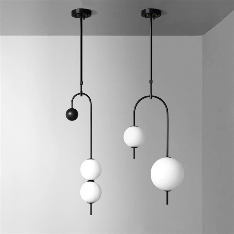 

Nordic Black Chandelier Modern Designer LED Chandeliers Simple Bar Dining Room Restaurant Magic Bean Office Ball Grape Hanglamp