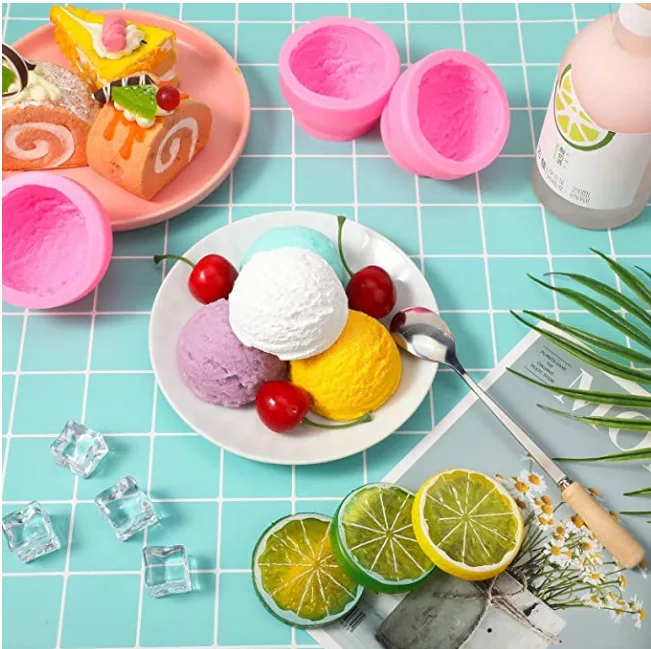 Silicone Mold Ice Cream Ball Cake Candle Making Soap Mold Fudge DIY Decoration  Plaster Aromatherapy Ornaments  Mould