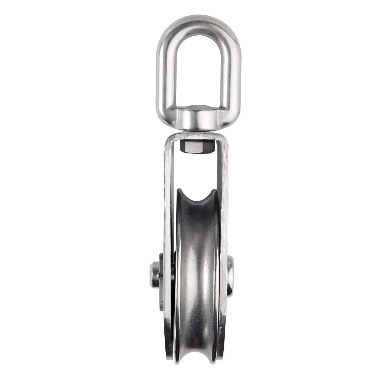 M100 Lifting Single Pulley Roller Loading 3300Ibs, 304 Stainless Steel Heavy Duty Single Wheel Swivel Lifting Rope Pulley Block