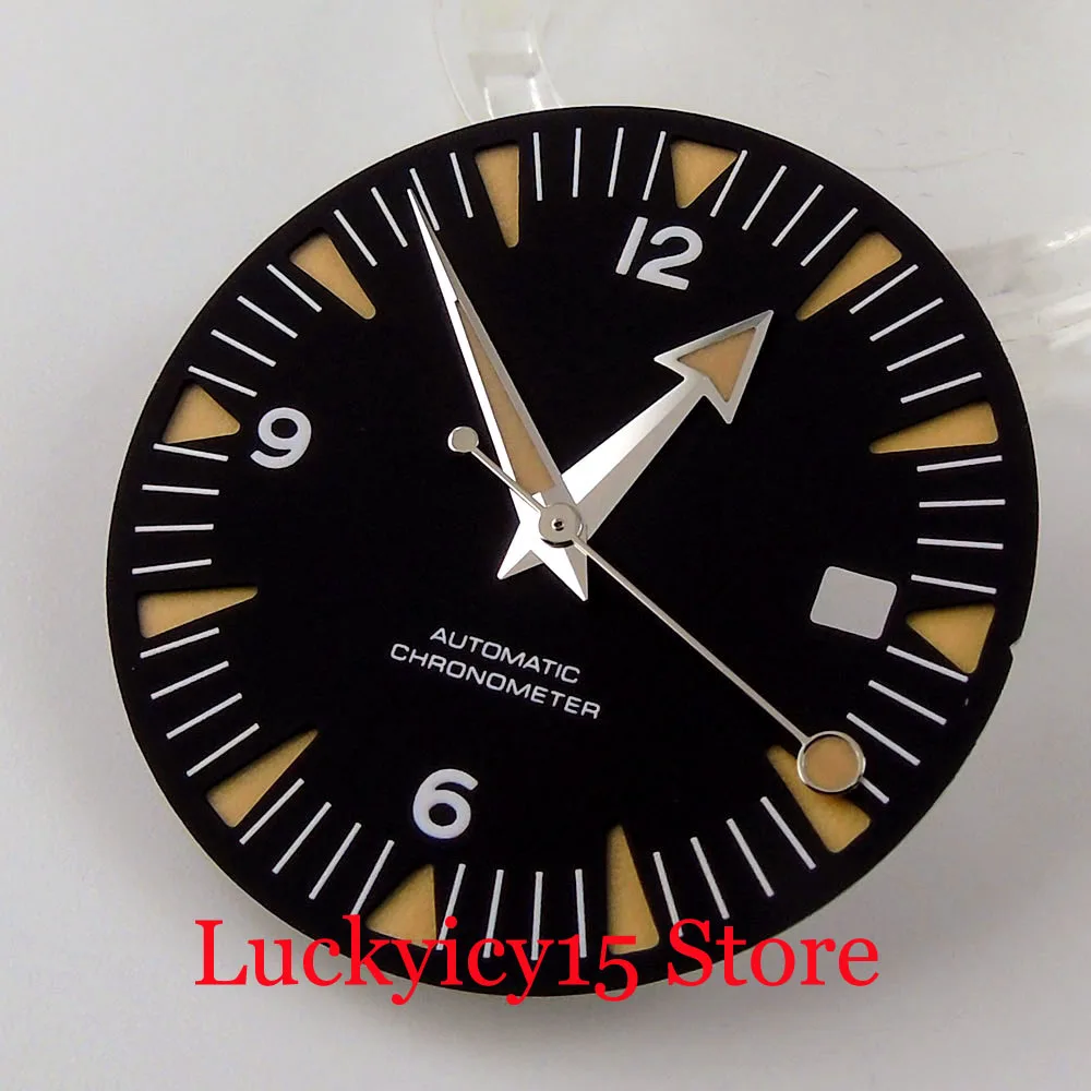 

31mm Sandwich Dark blue Black Watch Face Dial Luminous Mark hands Watch Modify Parts for NH35A MIYOTA 8215 Movement Date Display