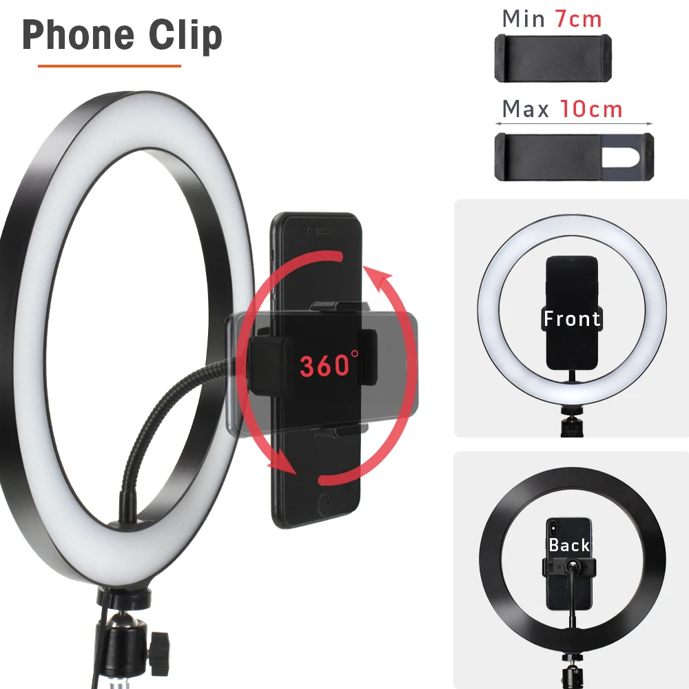 LED Photography Light Selfie Ring Light Lamp With Tripod For Phone Holder Stand Photo Lamp Ringlight For Live Video Streaming