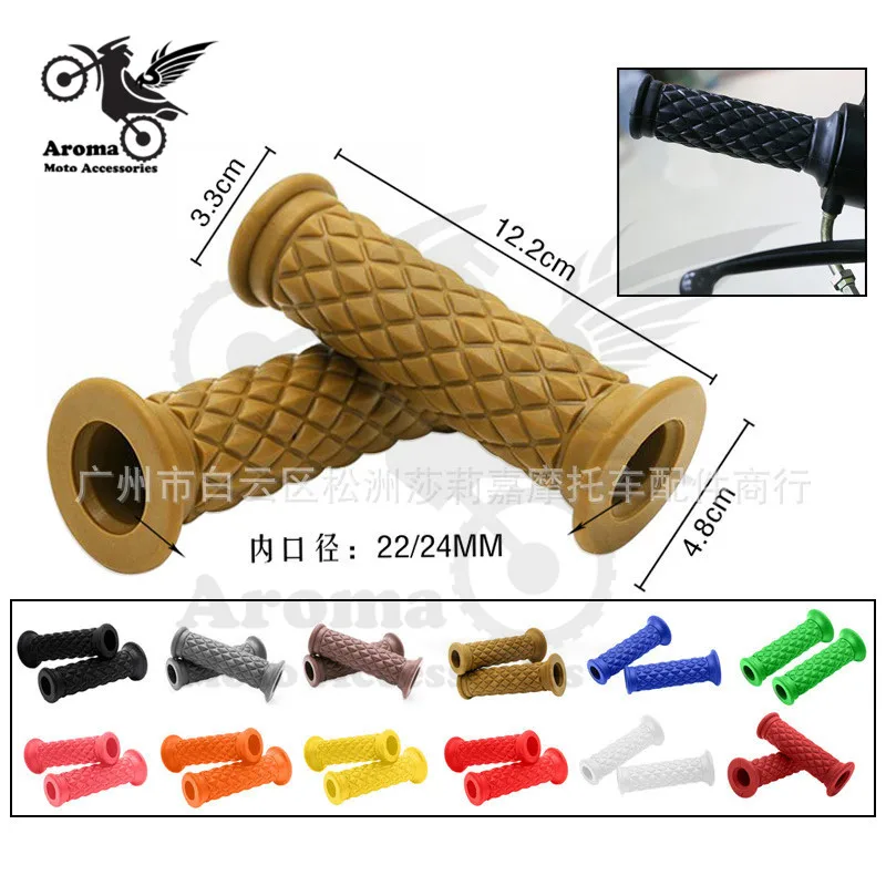 16 colors available brown red black hot retro cafe racer parts 22MM 25MM rubber motorbike grip for honda suzuki yamaha harley softail sportster