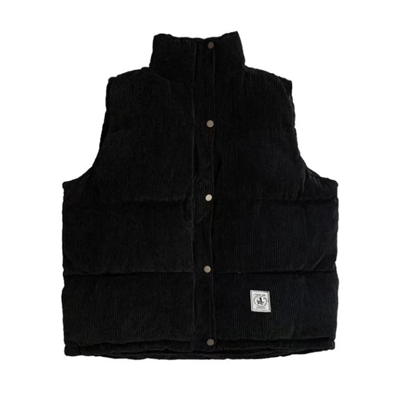 Men Vest Winter Warm Waistcoat Fashion Corduroy Sleeveless Outerwear Male Solid Color Fashion Streetwear Baggy Coats Vest