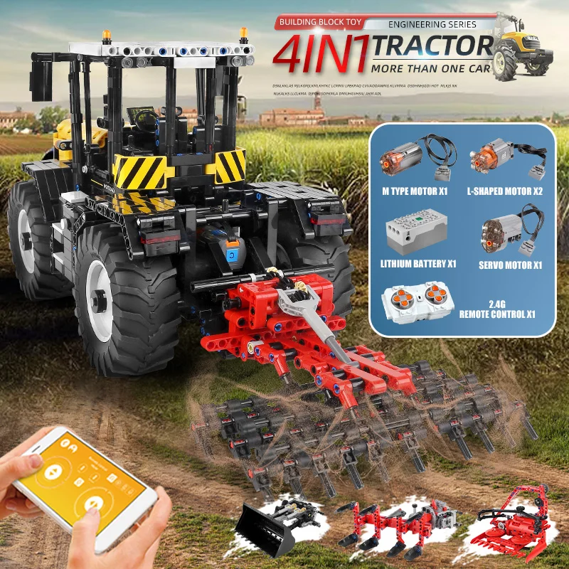 Mould King 17019 Technical Tractor Fastrac 4000er series with RC Building Blocks Technology Toys for Boys and Adults