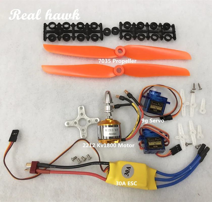 A2212 2212 1800KV Brushless Motor 30A ESC Motor Mount 7035 Propeller SG90 9G Micro Servo for RC Fixed Wing Plane Helicopter