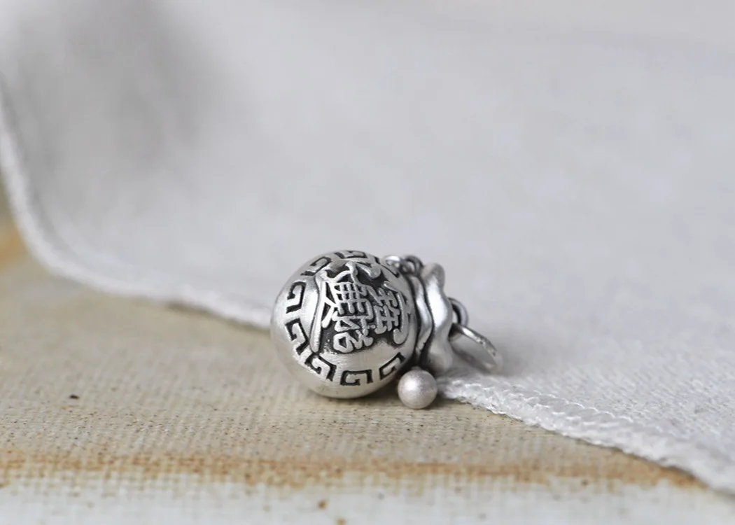 100% 990 Silver Money-bag charm Pure Silver Good Luck Pendant Wealth-luck Small Pendant