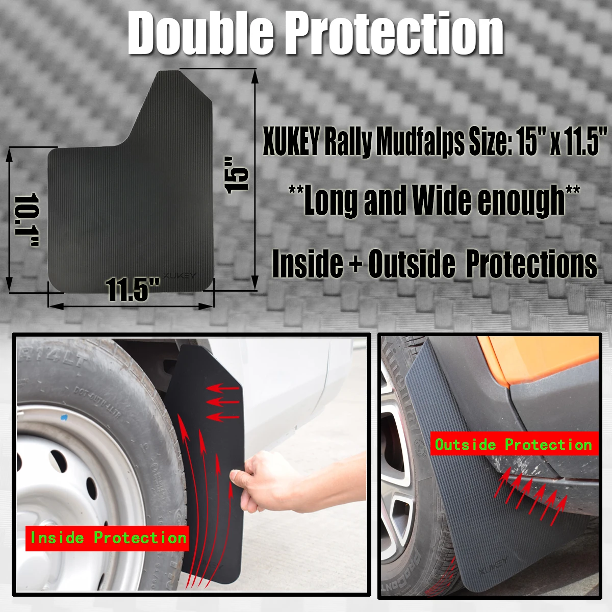 For Mitsubishi Skoda Peugeot Citroen VW Pickup SUV Universal Mud Flaps Mudflaps Splash Guards Fender Flares Carbon Fiber Effect