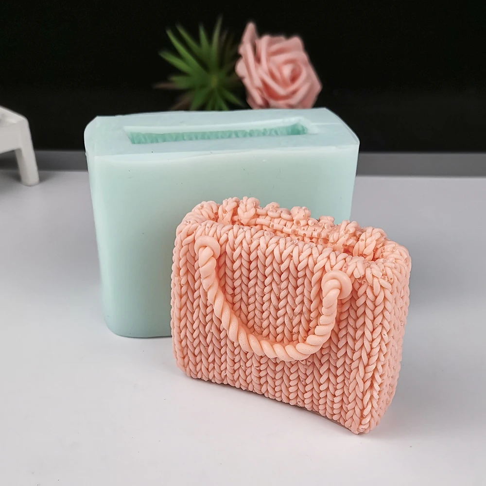 QT0323 0PRZY Knitted Woolen Bag Molds Knitting Wool Bags Mold Soap Molds Handmade Mould Silicone Fondant Soap  Candle Mould