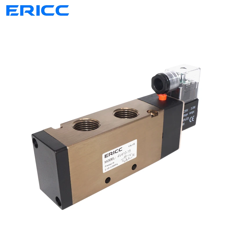 

4V410-15 Good Quality 5 Port 2 Position Solenoid Valve with Fittings Dc24V,Dc12V,Ac24V,Ac36V,Ac220V,Ac380V