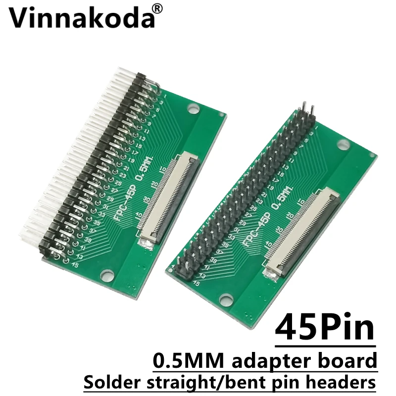 Carte adaptateur FDavid/FPC 0.5MM-45P à 2.54MM soudée, connecteur rabattable 0.5MM-45P, têtes de broches droites et coudées soudées, 2 pièces