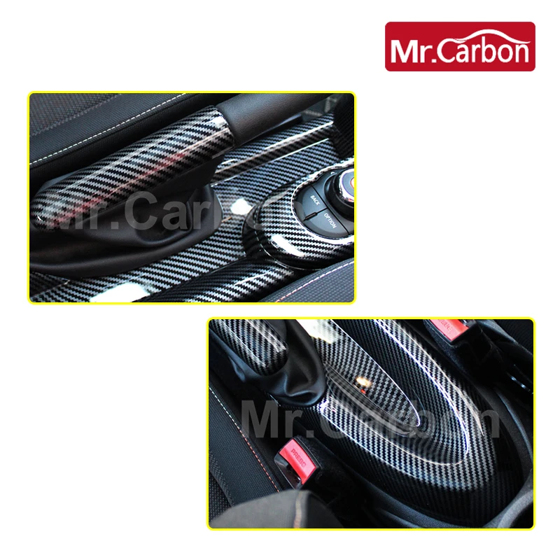 1Pcs Car gear lever panel ABS Plastic Decorative Cover Carbon Style Protective Sticker For BMW MINI ONE JCW COOPER S F55 F56 F57