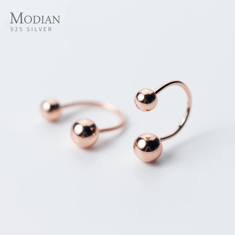 

Modian Real 925 Sterling Silver Rose Gold Color Beads Clips Earring for Women Dont Need for Pierced Ear Korea Style Fine Jewelry