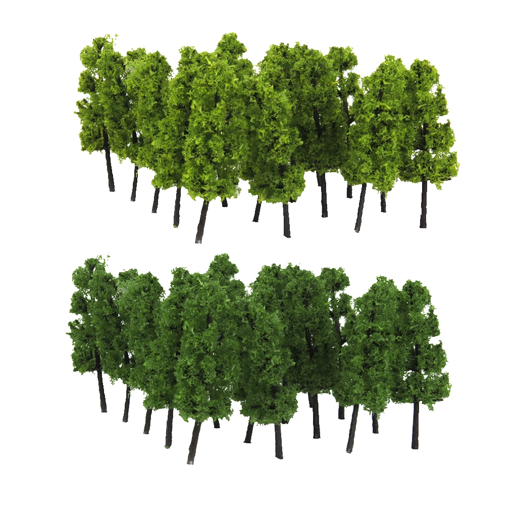 20x Dark/Light Green Tree Model Train Railway Forest Wargame Scenery Layout Z