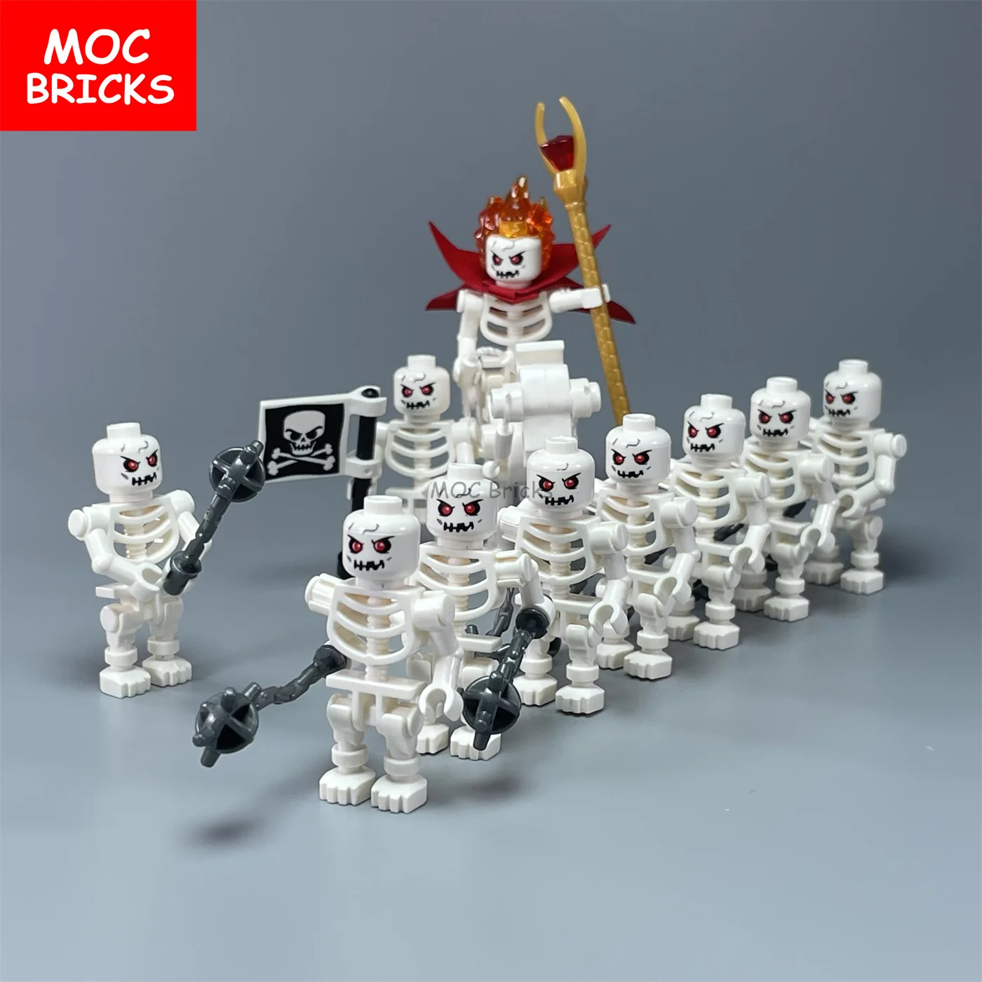 MOC Bausteine DIY Dunkle Magier-Gruppe Totenkopf Skelett Pferd Bauklötze Mini-Puppen Spielzeug für Kinder Geschenke – Detail 5