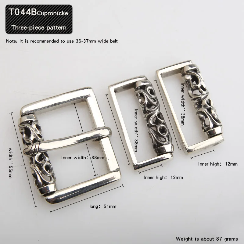 Style Silver Plated Metal Belt Buckle Men\'s Vintage Embossed Three Piece Pin Buckles DIY Leather Craft Buckle 3pcs/set